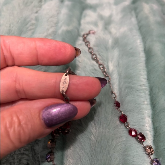 SABIKA W14 London choker with red, lavender, and white opal - Picture 3 of 3
